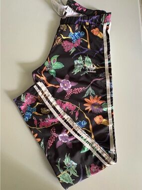 adidas Black Floral Kids Joggers with Multicolor Blooms